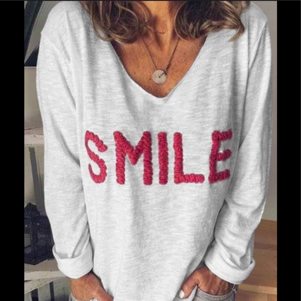 - Smile V-Neck Sweatshirt